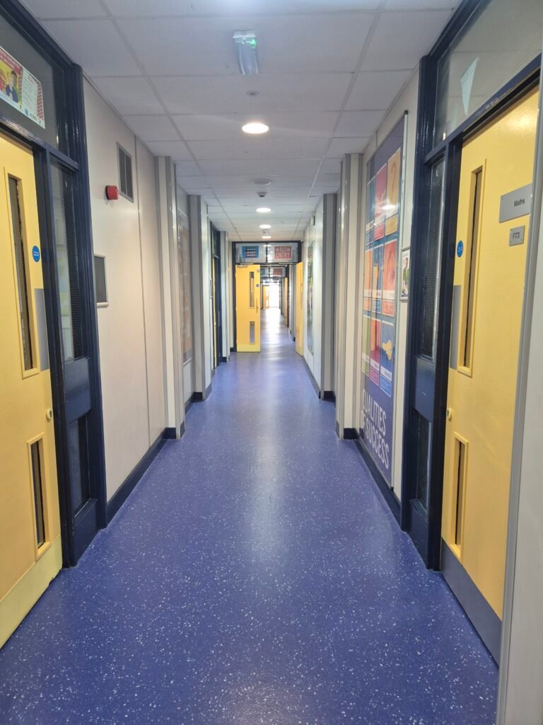 Chorlton Highschool Corridor Floor sealant application